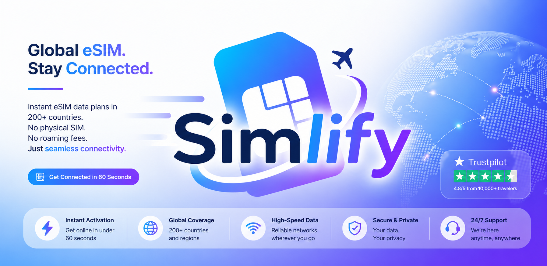 Simlify — Global eSIM. Stay connected. Instant eSIM data plans in 200+ countries.